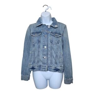 ​GAP Light Wash Distressed Icon Denim Jacket M